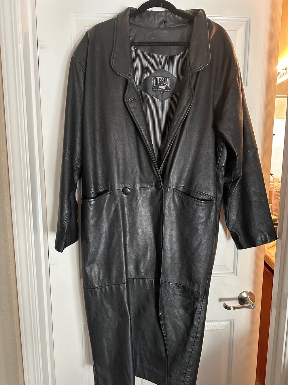 Men’s Vintage Black Leather Long Coat by OuterBound.